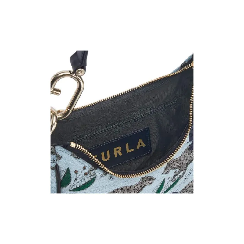 Furla Primavera Fabric Handbag Shoulder Bag Small Size Women's Gray-4