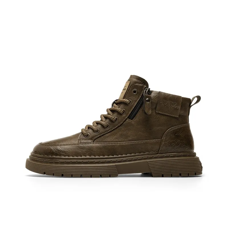 G.N.SHIJIA Casual Shoes Men Mid Top Black/Brown-16