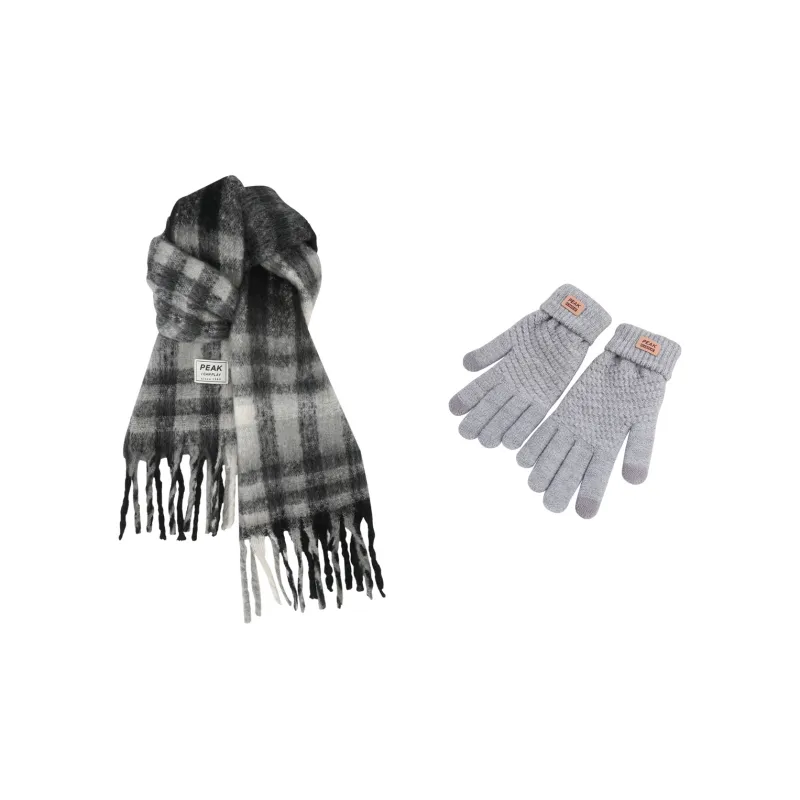 PEAK RIGHT Series Polyester Knit Scarves Unisex Black Gray Color-14