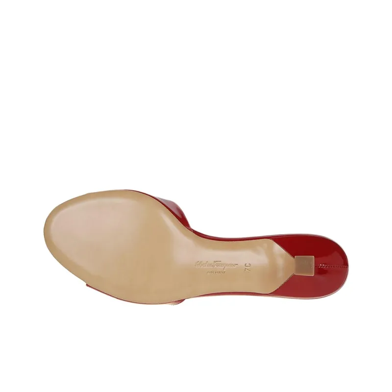 FERRAGAMO Vara Slide Slippers 4cm Women's Red-3