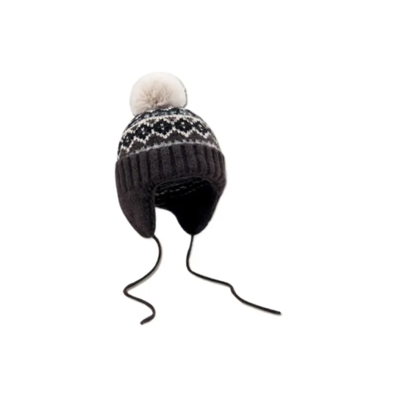 FREE RABBITⅡ Fall And Winter Thickened Warm Insulated Ear Protection Fleece Ball Knitted Hat Unisex-4