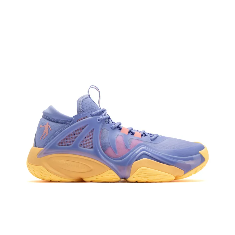 QIAODAN Uh-huh Cushioning Breathable Mid-Top Basketball Shoes Men's Purple Orange-1