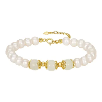 JAY Hetian Jade Bracelets Pale Greenish White Jade Women's