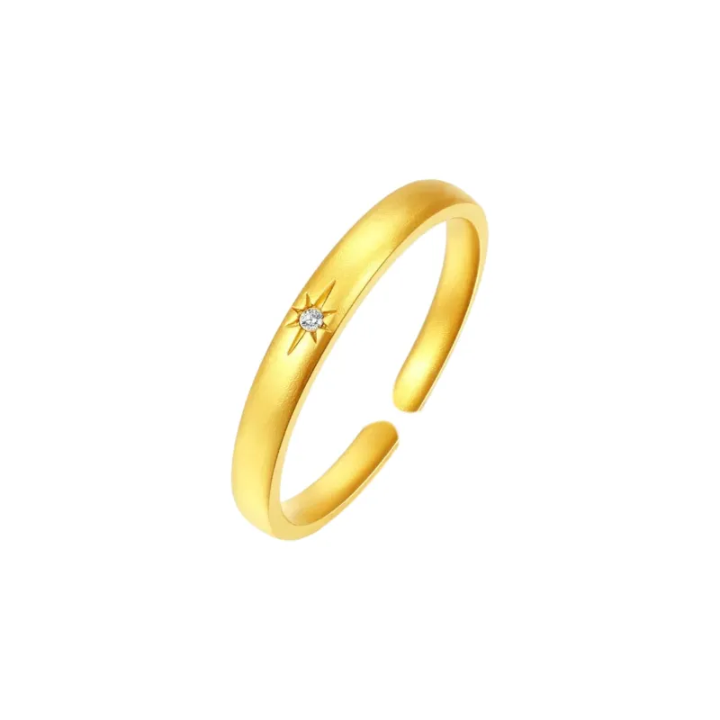 MAGICPOLE 925 Sterling Silver With Zircon Rings Unisex Gold-0