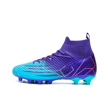 Wooden Rabbit Soccer Shoes Unisex Mid Top White Blue/Purple/Black Red