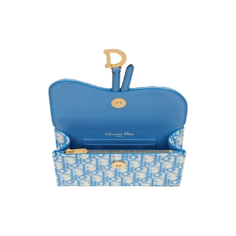 DIOR Canvas Saddle Sling Bag, Canvas Bag, One Shoulder Handbag, Fanny Pack Women's Cornflower Blue/Carolina Blue-2