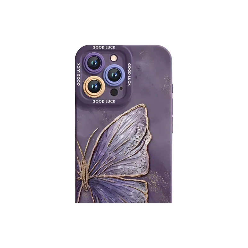 Wei Xin Silicone Material Purple Gold Butterfly Phone Cases Compatible With IPhone 16/15 Pro Max/Apple 13/14 Pro/Max-1