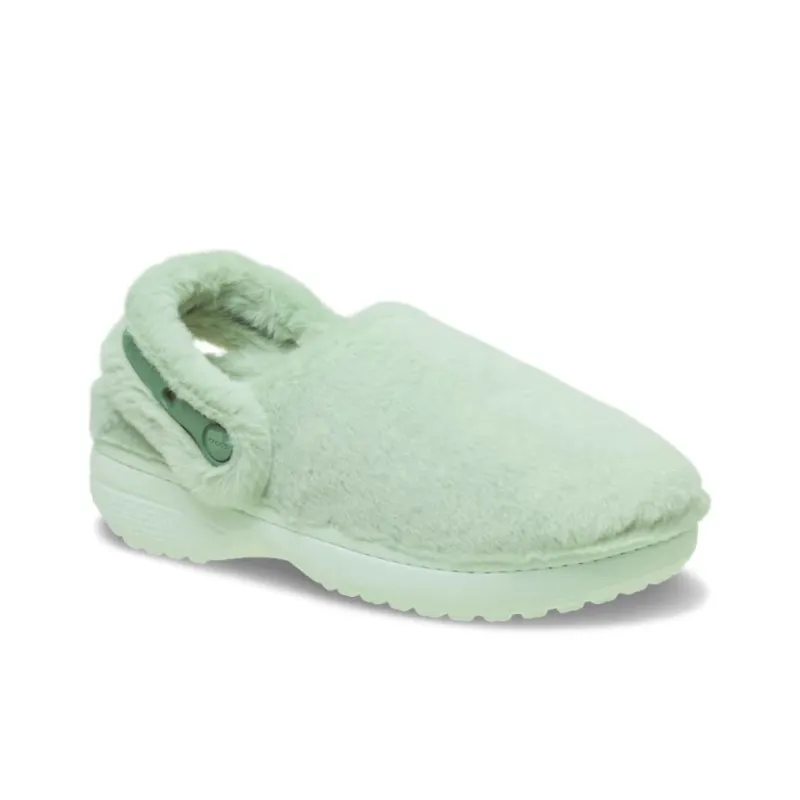 Crocs Fuzzy Abrasion Resistant Slip Resistant Wrap toe Slippers Unisex Green-2