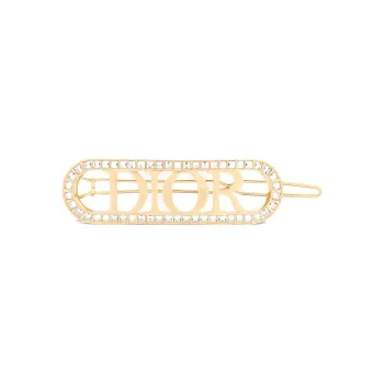DIOR Crystal Metal Hair Clips Women's Gold