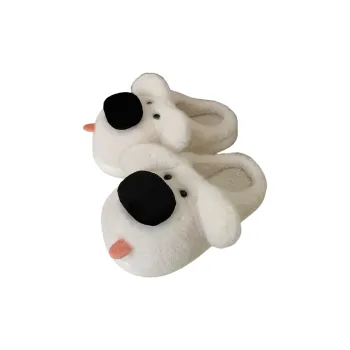Thin Strips Cotton Slippers Unisex, White