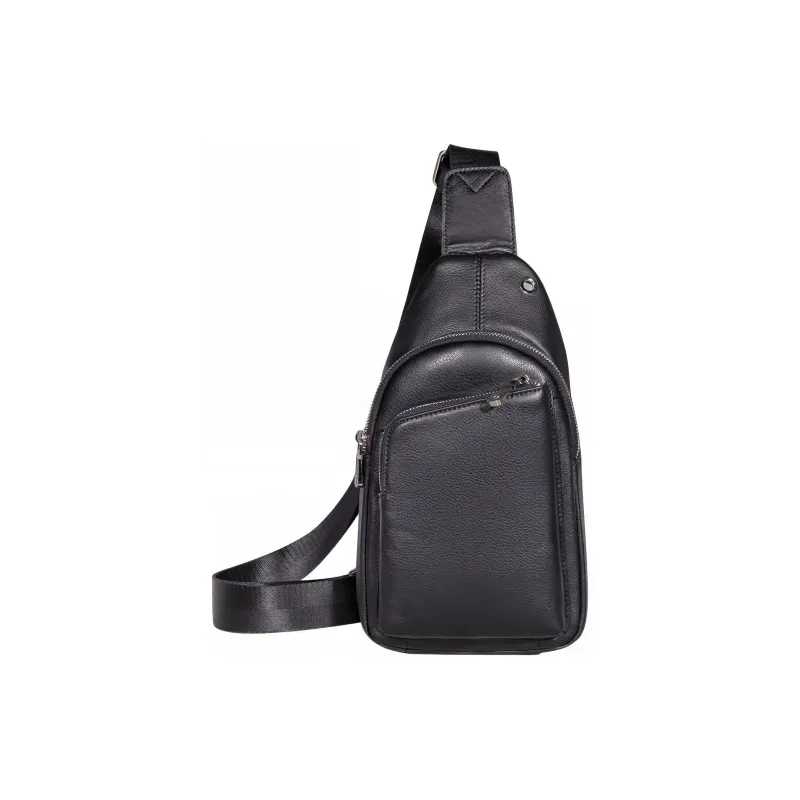 DOSRFINI Top Grain Cow Leather Sling Bag Regular Men's Black/Coffee-9