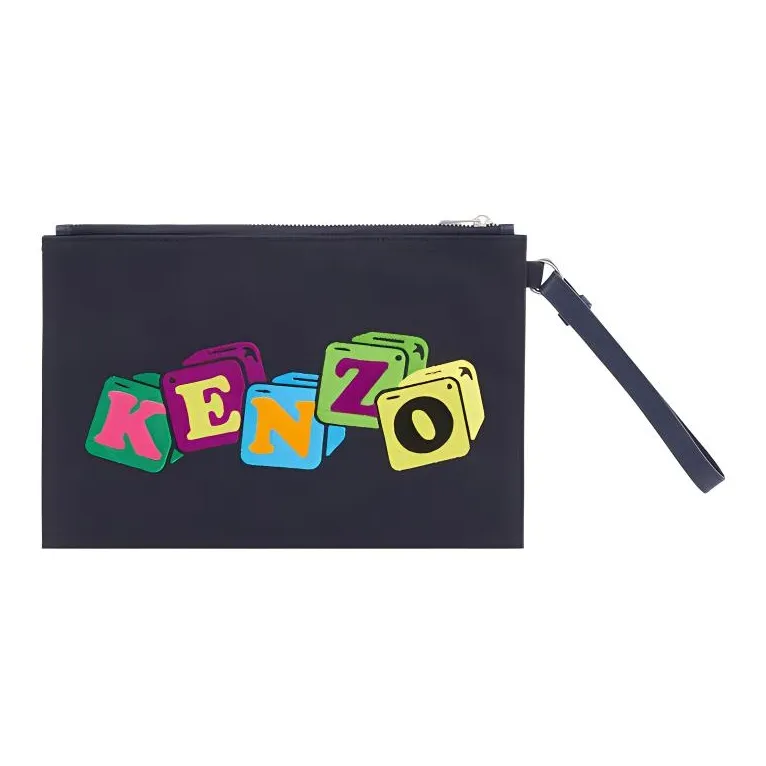 KENZO Motif Embroidered Zipped Clutch Bag-3
