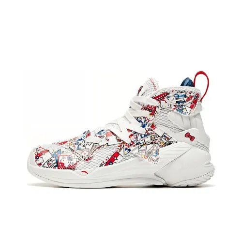Anta KT4 Girl 'Hello Kitty' Thompson High Top Basketball Shoes Women's White Red Blue