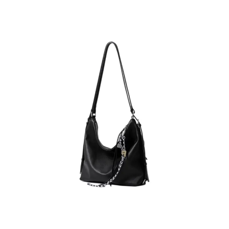 FION Cow Leather Tote Bag Shopping Bag Handbag Shoulder Bag Large Size Women's Classic Black-1