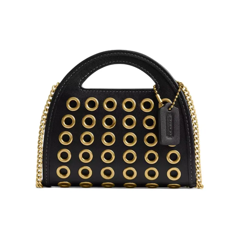 COACH Leather Handbag Mini Women's Black-0