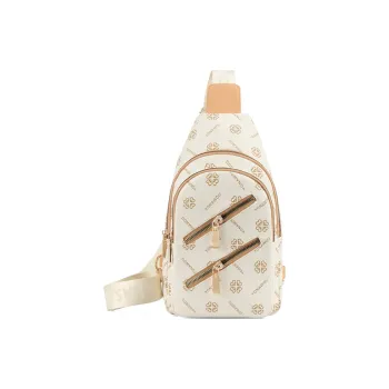 Yalu PU Texture Vintage Versatile Crossbody Bag One Shoulder Crossbody Bag, Sling Bag Small Size Women's White/Brown