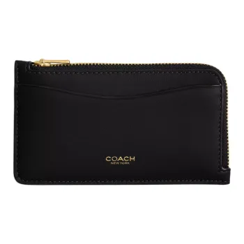 COACH Calfskin Card Holder Small Size Women's Black