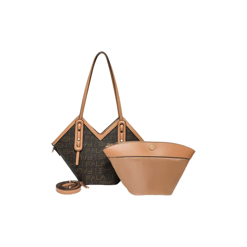 OCTSUI PVC Tote Bag Shopping Bag Shoulder Bags Women's Coffee/Denim-2
