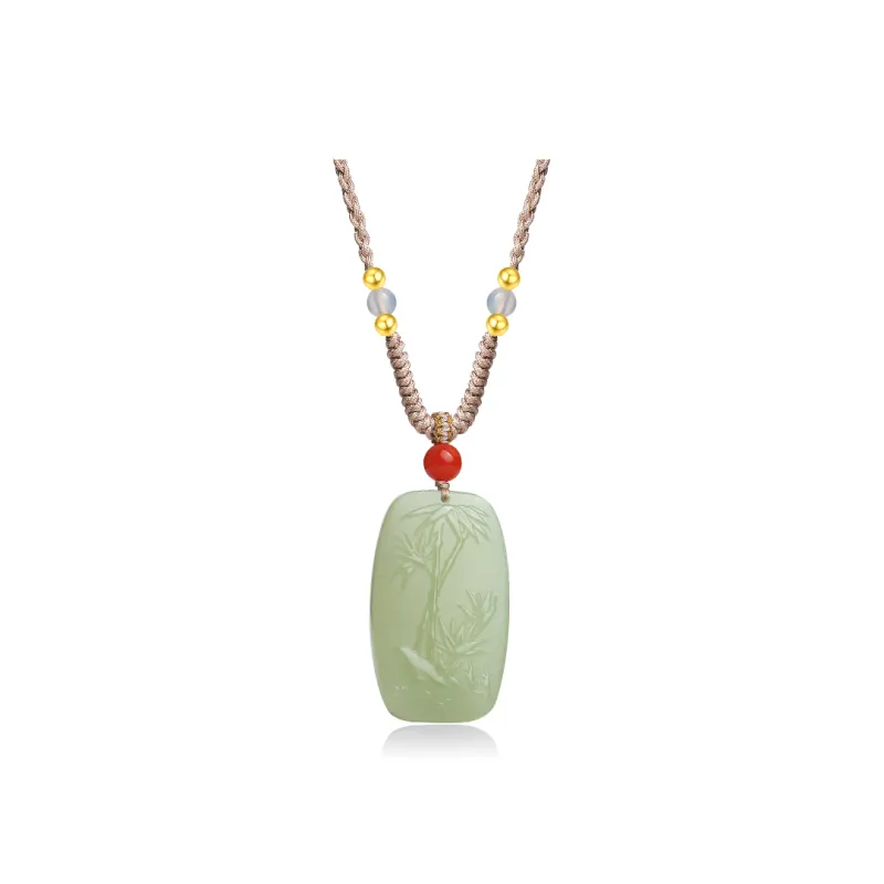 YINXIANGMOU Hetian Jade Necklaces Pale Greenish White Jade Unisex-0