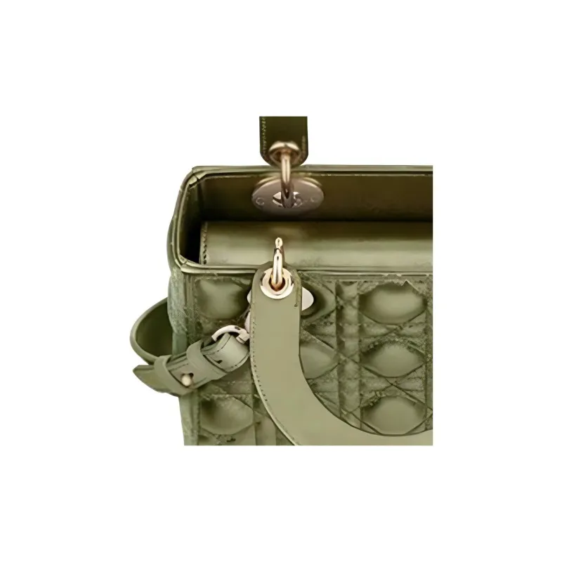 DIOR Lady Dior Calfskin Handbag Women's Metallic Green-3