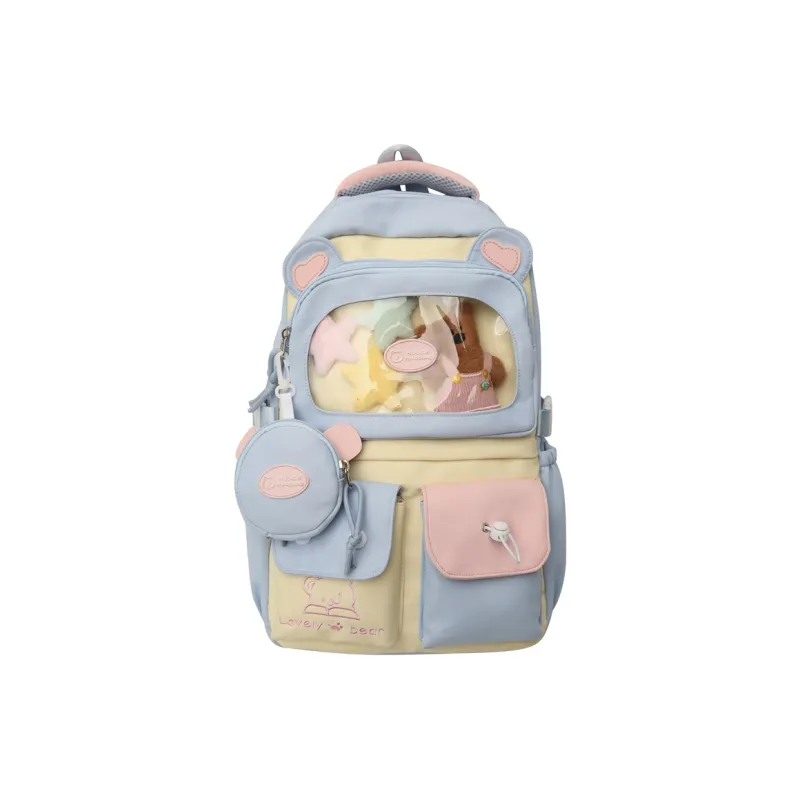 GOBLIN SHARKS 1759 Nylon Backpack Large Size Unisex Khaki/Red Blue/Black-10