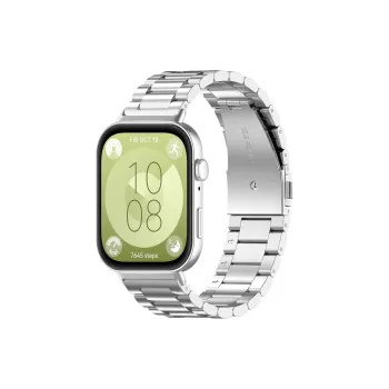CHRROTA Compatibility Huawei Watch Fit3 Three Bead Steel Band Huawei Fit3 Strap Solid Steel Wristband Watch Bands