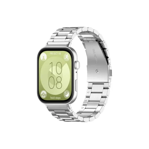 CHRROTA Compatibility Huawei Watch Fit3 Three Bead Steel Band Huawei Fit3 Strap Solid Steel Wristband Watch Bands