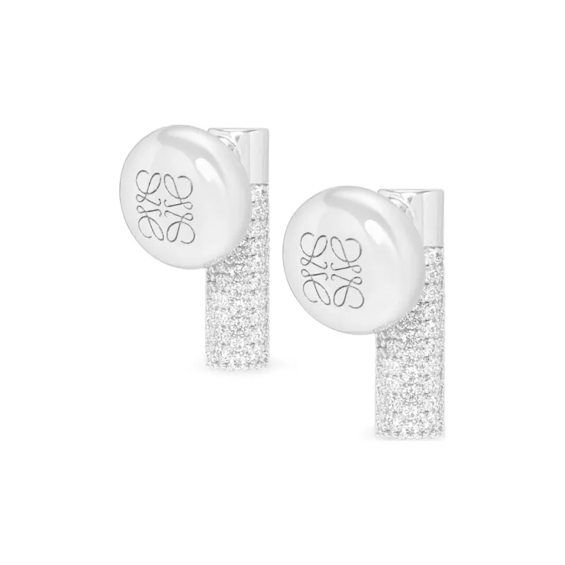 LOEWE Crystal Silver Egg Stone Earrings Women's Silver-0