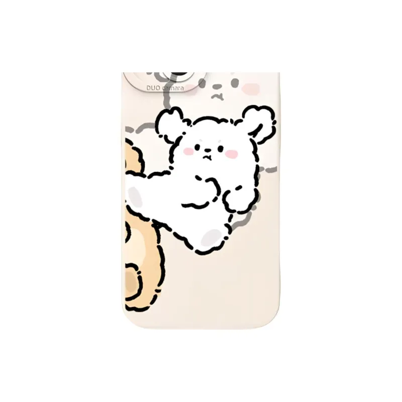 Wei Xin Silicone Material Maltese Playful Couple Phone Cases Compatible With IPhone 16/15 Pro Max/Apple 13/14 Pro/Max-3