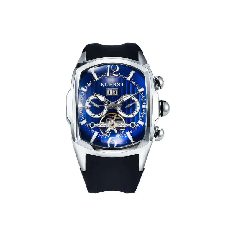 KUERST Automatic Mechanical Movement Rubber Strap Watch Men's Watches Black Dial-5