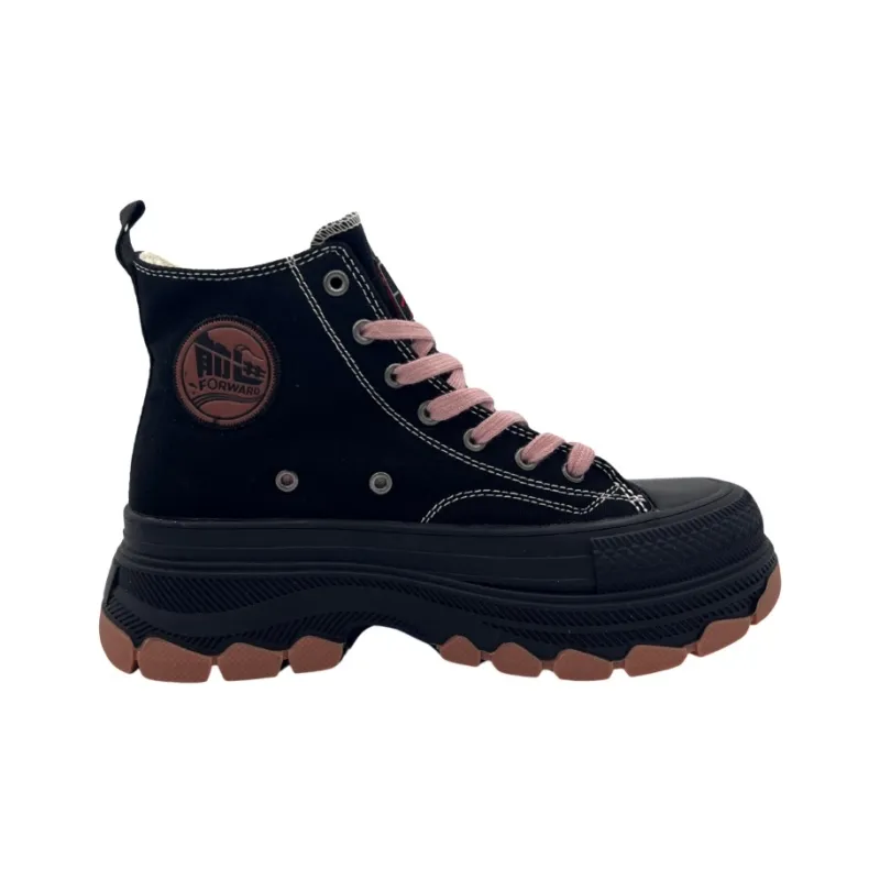 QIANJIN High Top Canvas Shoes Women's Black-1