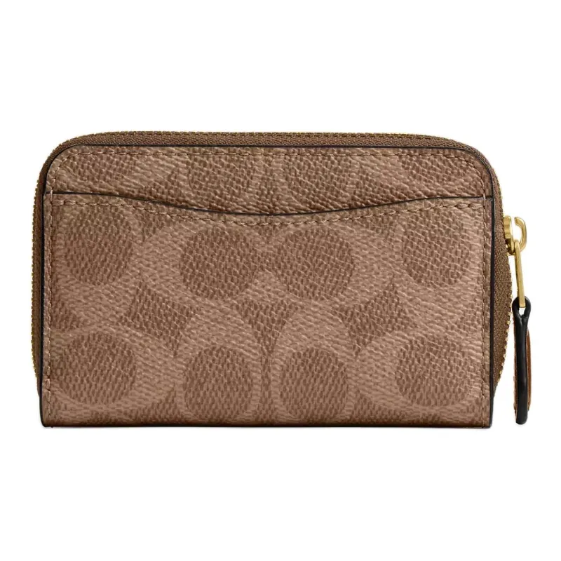 COACH Coated Canvas Wallet, Card Holder Small Size Women's Tan Multicolor-1