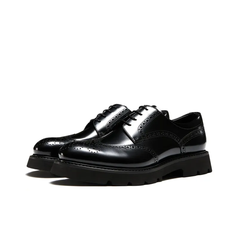 TRUFFAUT Brogues Small Leather Shoes Derby Shoes Men's Black-1