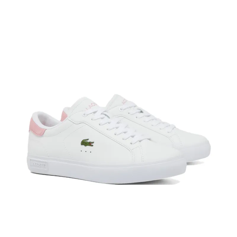 LACOSTE Powercourt Low Top Skateboard Shoes Women's White Pink-1
