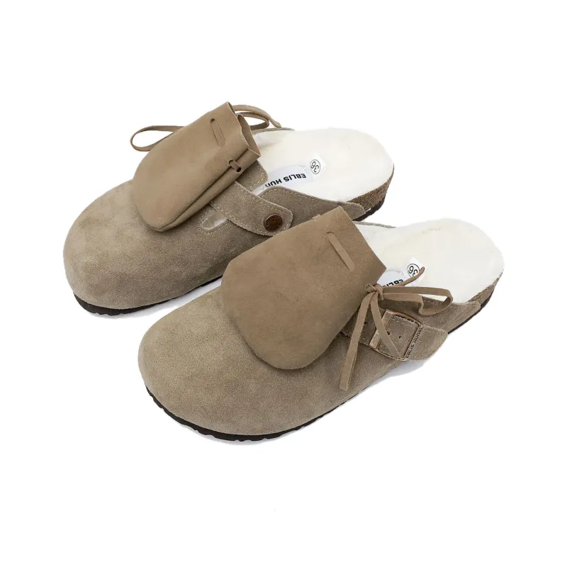 EBLIS HUNGI Cork Sole Slip-Resistant Abrasion-Resistant Wrap-toe Slippers Unisex-37