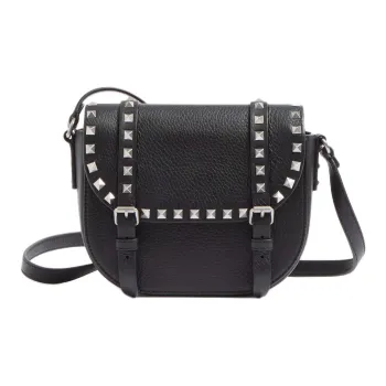 Valentino Rockstud Grained Calfskin Crossbody Bag Shoulder Bag Small Size Women's Black