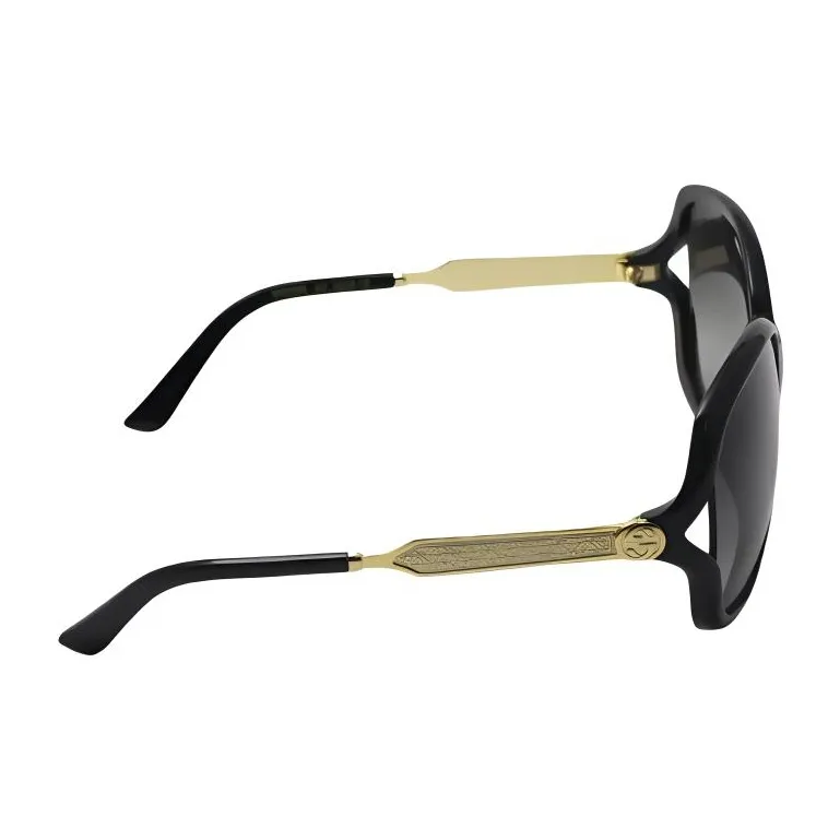 GUCCI Injection Molded Irregular Shape Sunglasses Women's Black-3