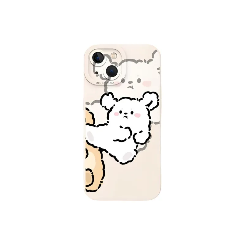 Wei Xin Silicone Material Maltese Playful Couple Phone Cases Compatible With IPhone 16/15 Pro Max/Apple 13/14 Pro/Max-1