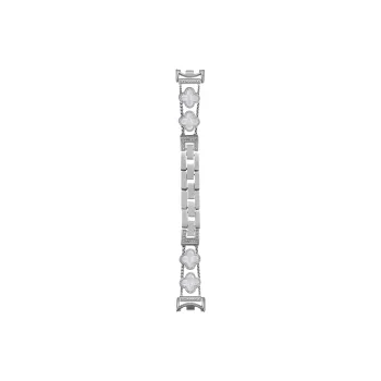 QIAOMISHI Rhinestone Embellished Four Leaf Clover White Shell Xiaomi Compatibility Watch Band Chanel Inspired Metal