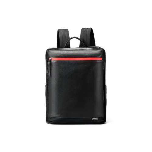 SANTA BARBARA POLO & RACQUET CLUB Synthetic Leather Patchwork Fabric Backpack Regular Men's Black