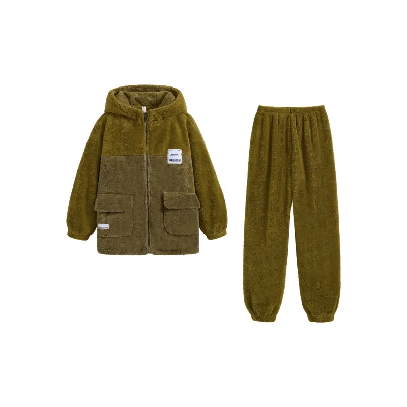 QINZUIMAO Pajama Set Women's Olive Green-0