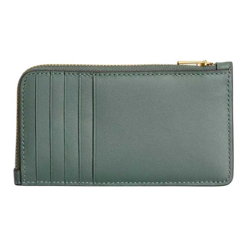 COACH Calfskin Card Holder Trumpets Women's Sage-1