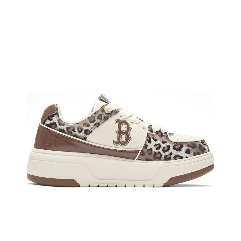 MLB Chunky Liner Anti Slip Wear Resistant Low Top Skateboard Shoes Unisex White Brown-1