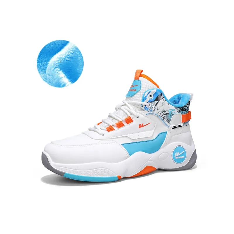 WARRIOR Basketball Shoes Men High Top Blue Orange-1