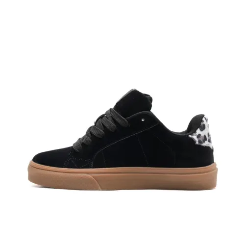 MXGM Anti-Slip And Wear-Resistant Lightweight Height Increasing Low-Top Skateboard Shoes Women's Black Leopard Print