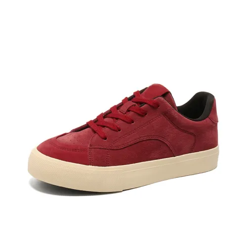 KATHRYN WILSON Durable Lightweight And Breathable Low Top Skateboard Shoes Men's Burgundy