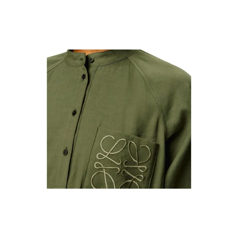 LOEWE Anagram Long Sleeved Dresses Women's Green-3