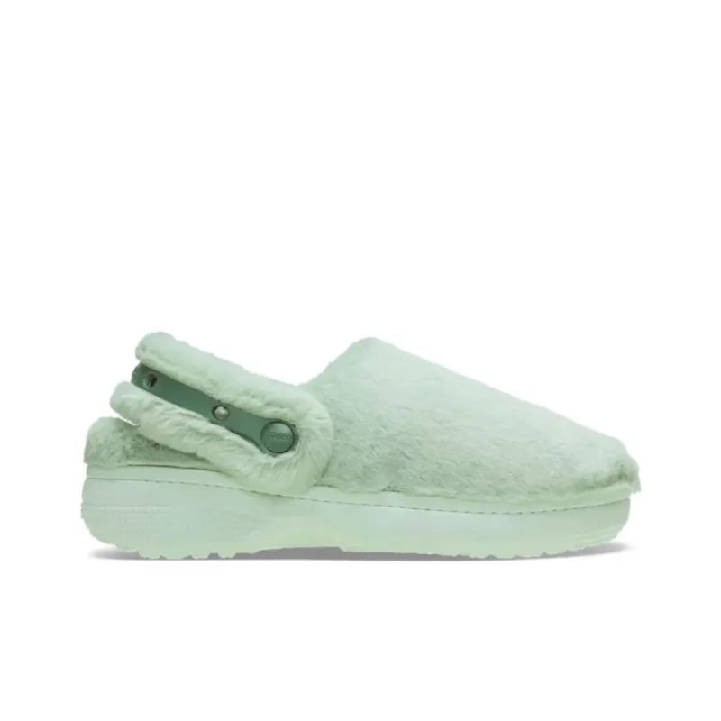 Crocs Fuzzy Abrasion Resistant Slip Resistant Wrap toe Slippers Unisex Green-1