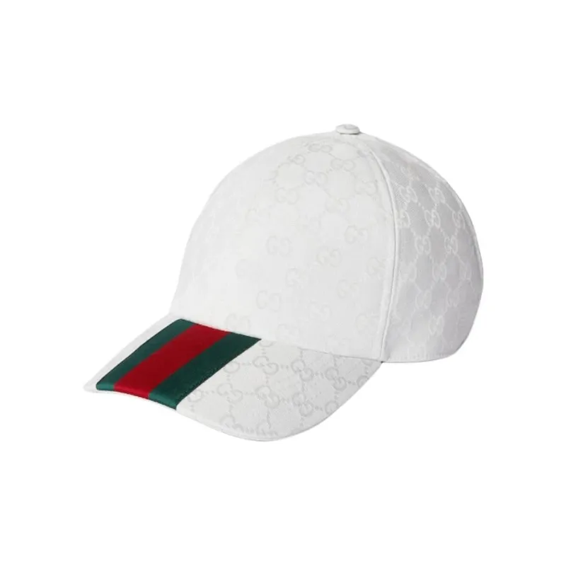 GUCCI Polyester Polyamide Cotton Viscose Canvas Baseball Caps Men's White-0
