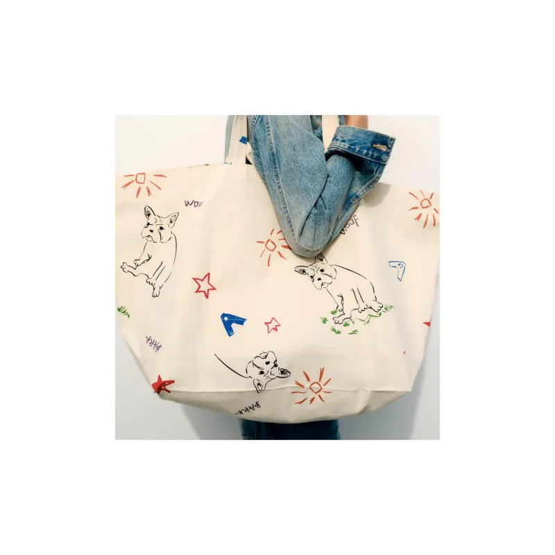 ZARA Cotton Tote Bag Shopping Bag Handbag Large Size Women's Raw White-2